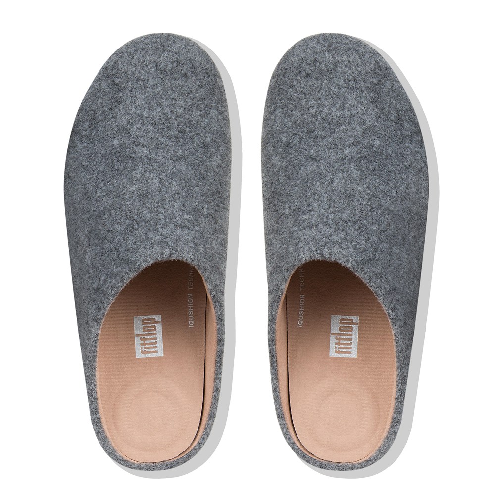 Fitflop Womens Slippers - Chrissie Felt - Grey - 645-SLIFNT